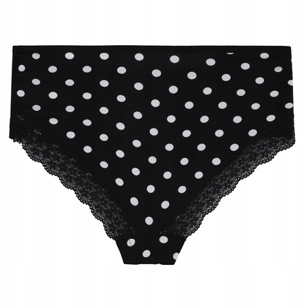 Figi Damskie Klasyczne Bawełna Bikini Majtki Groszki Koronka MORAJ 3 PAK 