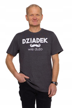 Koszulka Męska Szary T-shirt PREZENT na Dzień Dziadka Napis MORAJ