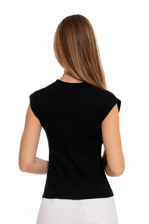 Koszulka Damska Czarny Top z krótkim rękawem Bluzka T-Shirt MORAJ