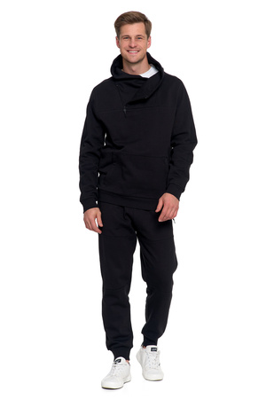 ELEGANCKA BLUZA MĘSKA OCIEPLANA Z WYSOKĄ STÓJKĄ ROZPINANA GŁADKA MORAJ