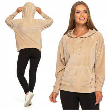 Welurowa BLUZA DAMSKA z Kapturem Przez Głowę Welur Wygodna MORAJ