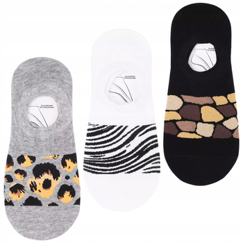 Stopki Damskie Niskie Skarpetki Balerinki Wzory Silikon MORAJ 3-PAK