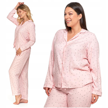 Urocza PIŻAMA DAMSKA w Groszki Dwuczęściowa Długi Rękaw Spodnie MORAJ