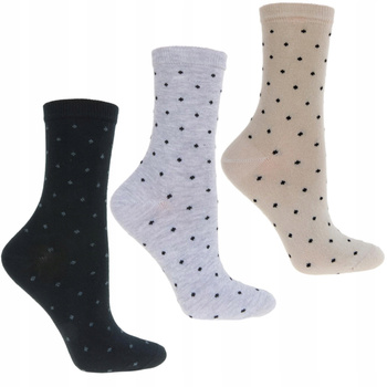 Skarpetki Damskie Wysokie Skarpety w Groszki Bawełna MORAJ 3-pary