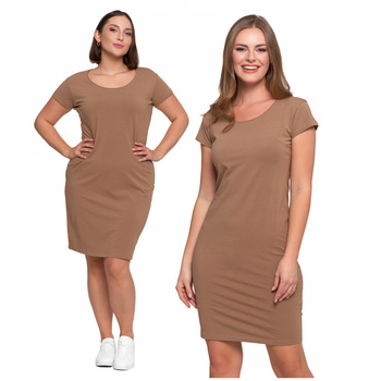 SUKIENKA DAMSKA Tuba Na Lato Krótki Rękaw Przed Kolano Gładka MORAJ