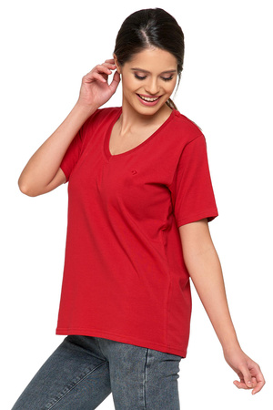 T-Shirt Damski PREMIUM Bawełna Luźna Koszulka Wygodna Dekolt V MORAJ 