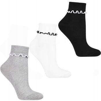 Skarpetki Damskie MORAJ Klasyczne Skarpety z Falbanką Wysokie 3-PAK