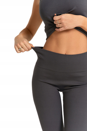 Legginsy Damskie Sportowe Wysoki Stan Kryjące Prążkowane Wygodne MORAJ 