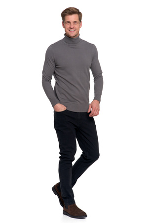 ELEGANCKI SWETER MĘSKI CIENKI GOLF KLASYCZNY GŁADKI DOPASOWANY MORAJ