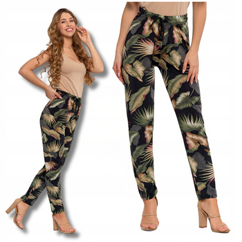 Luźne Spodnie Damskie Prosta Nogawka Wzorzyste Zwiewne Na Lato MORAJ