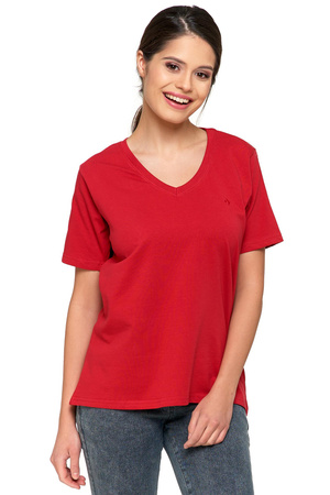 T-Shirt Damski PREMIUM Bawełna Luźna Koszulka Wygodna Dekolt V MORAJ 