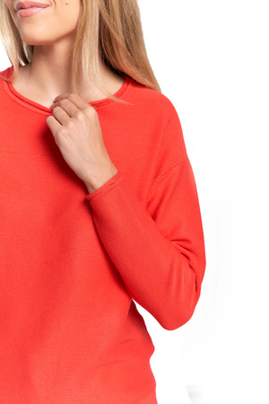 SWETER DAMSKI DZIANINOWY Z WISKOZY LUŹNY KRÓJ WYGODNY MODNY MORAJ