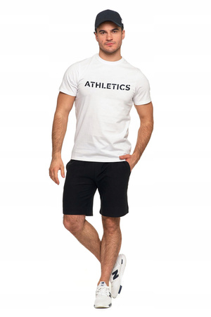 T-Shirt Męski Klasyczny Koszulka na Krótki Rękaw Gładka Biała Napis MORAJ 
