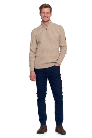 ELEGANCKI SWETER MĘSKI PÓŁGOLF KLASYCZNY ROZPINANY POD SZYJĄ MORAJ