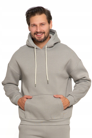 Ciepła BLUZA MĘSKA Dresowa Przez Głowę z Kapturem Luźna Oversize MORAJ 