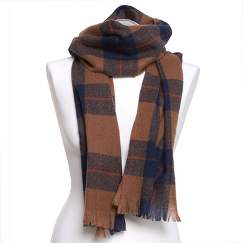 Elegancki Szal Męski w Kratę Klasyczny na Chłodne Dni CIEPŁY PREZENT MORAJ