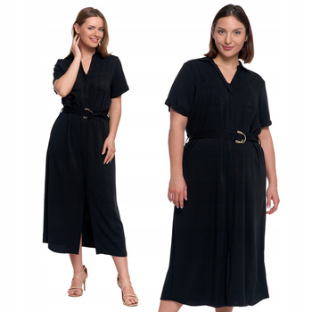 Szmizjerka SUKIENKA DAMSKA MIDI z Wiązaniem Elegancka Suknia MORAJ