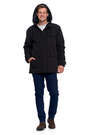 KURTKA ZIMOWA MĘSKA Z KIESZENIAMI I KAPTUREM MODNA WYGODNA MORAJ