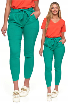 Spodnie Damskie Eleganckie Modne z Wysokim Stanem Gumka w Pasie MORAJ