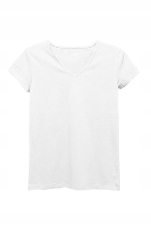T-Shirt Damski Gładki Koszulka Bawełniana Klasyczna Dekolt V MORAJ 