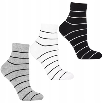 Skarpetki Damskie Za Kostkę Skarpety w Paski MORAJ Zestaw 3-PARY