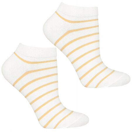 Skarpetki Damskie Stopki do Kostki Klasyczne HAFT Paski MORAJ 3-pary
