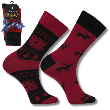 SKARPETKI ŚWIĄTECZNE MĘSKIE PREZENT NA ŚWIĘTA MIKOŁAJKI 2-PAK MORAJ