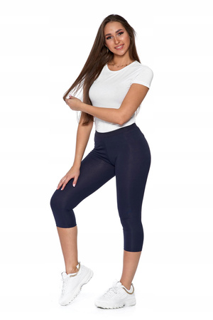 Legginsy Damskie 3/4 Wysoki Stan Bawełna 