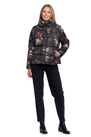 KRÓTKA KURTKA DAMSKA PIKOWANA Z KAPTUREM NA JESIEŃ CIEPŁA MORAJ