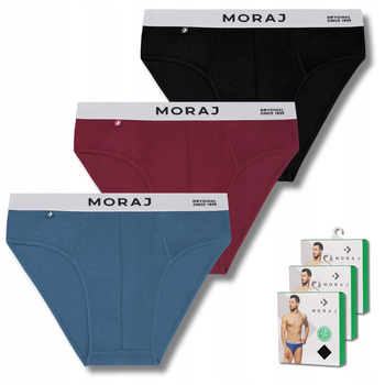 Slipy Męskie Klasyczne Majtki Bambusowe Dopasowane Gładkie 3-PAK MORAJ