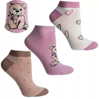 Skarpetki Stopki Damskie Niskie Skarpety Misie Urocze MORAJ 3-PAK