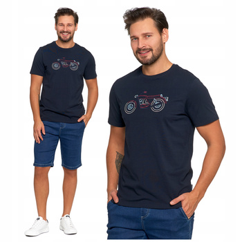 T-SHIRT MĘSKI HAFT MOTOCYKLA Koszulka z krótkim rękawem Bawełniana MORAJ