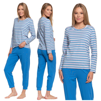 PIŻAMA DAMSKA DWUCZĘŚCIOWA KLASYCZNA DŁUGI RĘKAW SPODNIE WYGODNA MORAJ