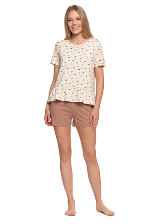 PIŻAMA DAMSKA DWUCZĘŚCIOWA MORAJ KRÓTKI RĘKAW SPODNIE SZORTY UROCZA