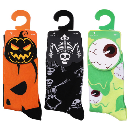 SKARPETY MĘSKIE DŁUGIE STRASZNE ŚMIESZNE SKARPETKI HALLOWEEN 3-PARY 39-44