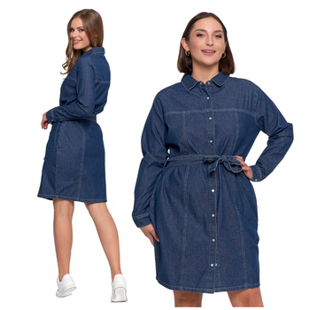 SUKIENKA DAMSKA Jeansowa Szmizjerka Jeans Do Kolan Rozpinana MORAJ