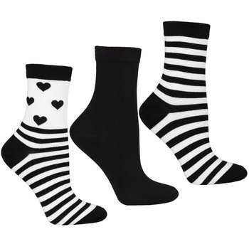 Skarpetki Damskie Czarno Białe MORAJ 3-pary