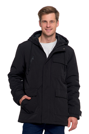 KURTKA ZIMOWA MĘSKA Z KIESZENIAMI I KAPTUREM MODNA WYGODNA MORAJ