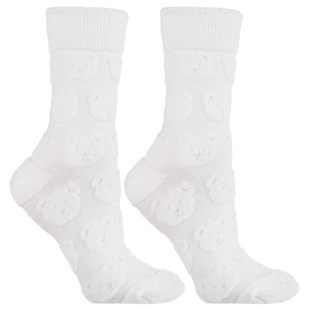 CIEPŁE SKARPETKI DAMSKIE MORAJ DŁUGIE SKARPETY TŁOCZONE MISIE 3-PAR