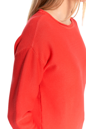 SWETER DAMSKI DZIANINOWY Z WISKOZY LUŹNY KRÓJ WYGODNY MODNY MORAJ