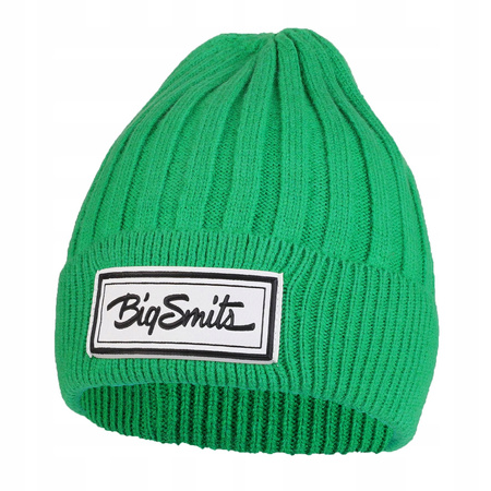CZAPKA DAMSKA ZIMOWA CIEPŁA GRUBE PRĄŻKI MODNA BEANIE Z NASZYWKĄ MORAJ