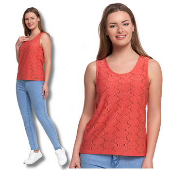 Ażurowa Bluzka Damska Bez Rękawów Top Elegancka Bokserka Koszulka MORAJ