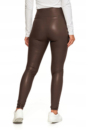 Legginsy Damskie Ocieplane z Eko Skóry Spodnie z Wysokim Stanem MORAJ 