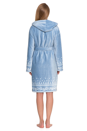 CIEPŁY SZLAFROK DAMSKI NA PREZENT WIĄZANY Z KAPTUREM PUSZYSTY MORAJ