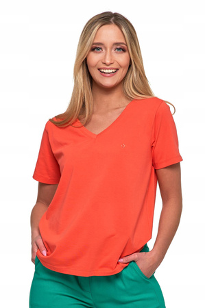 T-Shirt Damski Luźna Koszulka Bawełna PREMIUM Wygodna Dekolt V MORAJ 