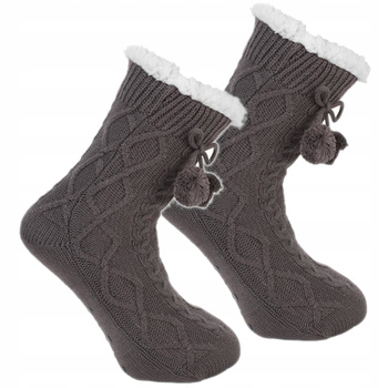 SKARPETY DAMSKIE Grube Skarpetki Bambosze z ABS Sweterkowe MORAJ