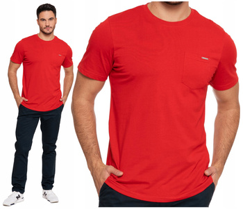 T-Shirt Męski Gładki Klasyczny Bawełniany Krótki Rękaw Kieszonka MORAJ