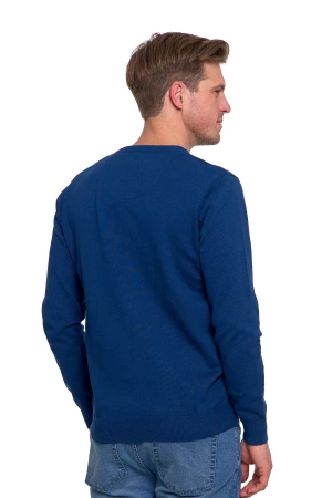 SWETER MĘSKI ELEGANCKI KLASYCZNY BAWEŁNIANY OKRĄGŁY DEKOLT GŁADKI MORAJ