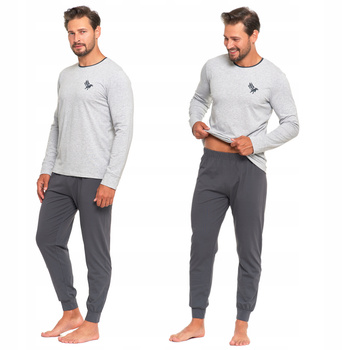 Wygodna PIŻAMA MĘSKA Bawełniana Długi Rękaw i Spodnie Klasyczna MORAJ