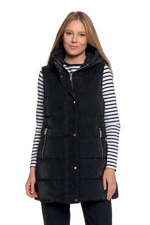 BEZRĘKAWNIK DAMSKI KAMIZELKA DŁUGA PIKOWANA NA JESIEŃ CIEPŁA MORAJ